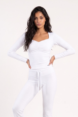 RUCHED LONG SLEEVE TOP