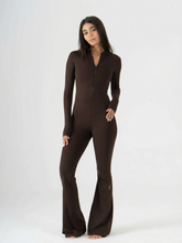 HIGH NECK FLARED LONG SLEEVE JUMPSUIT