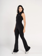 HIGH NECK FLARED SLEEVELESS JUMPSUIT