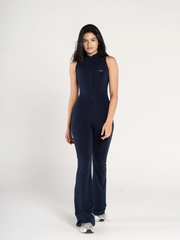 HIGH NECK FLARED SLEEVELESS JUMPSUIT