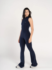 HIGH NECK FLARED SLEEVELESS JUMPSUIT