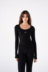 RIBBED WIDE NECK LONG SLEEVE