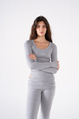 RIBBED WIDE NECK LONG SLEEVE