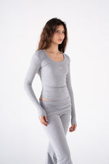 RIBBED WIDE NECK LONG SLEEVE