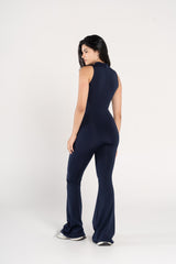 HIGH NECK FLARED SLEEVELESS JUMPSUIT