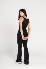 WIDE STRAP FLARED JUMPSUIT