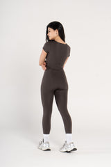 WIDE NECK SHORT SLEEVE JUMPSUIT