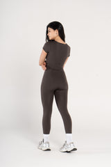 WIDE NECK SHORT SLEEVE JUMPSUIT