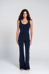 WIDE STRAP FLARED JUMPSUIT
