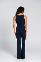 WIDE STRAP FLARED JUMPSUIT