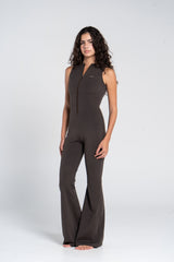 HIGH NECK FLARED SLEEVELESS JUMPSUIT