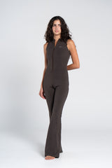 HIGH NECK FLARED SLEEVELESS JUMPSUIT