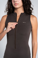 HIGH NECK FLARED SLEEVELESS JUMPSUIT