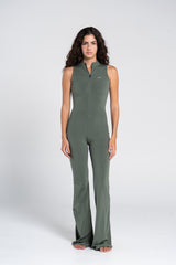 HIGH NECK FLARED SLEEVELESS JUMPSUIT