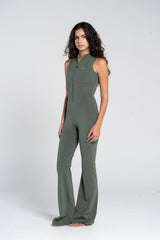 HIGH NECK FLARED SLEEVELESS JUMPSUIT