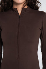 HIGH NECK FLARED LONG SLEEVE JUMPSUIT