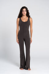 WIDE STRAP FLARED JUMPSUIT