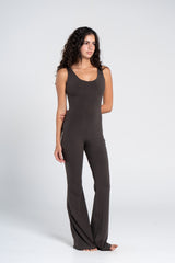 WIDE STRAP FLARED JUMPSUIT