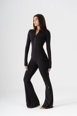 HIGH NECK FLARED LONG SLEEVE JUMPSUIT