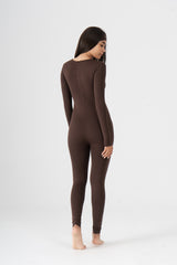 WIDE NECK LONG SLEEVE JUMPSUIT