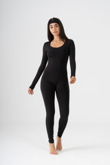 WIDE NECK LONG SLEEVE JUMPSUIT