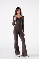 RUCHED LONG SLEEVE JUMPSUIT
