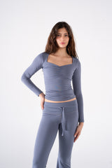 RUCHED LONG SLEEVE TOP