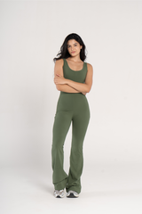 WIDE STRAP FLARED JUMPSUIT