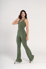 WIDE STRAP FLARED JUMPSUIT