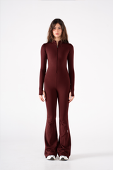 HIGH NECK FLARED LONG SLEEVE JUMPSUIT