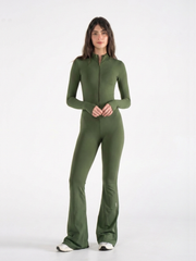HIGH NECK FLARED LONG SLEEVE JUMPSUIT