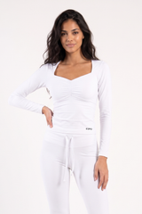RUCHED LONG SLEEVE TOP