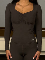RUSHED LONG SLEEVE TOP