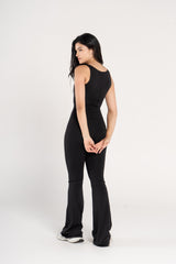 WIDE STRAP FLARED JUMPSUIT