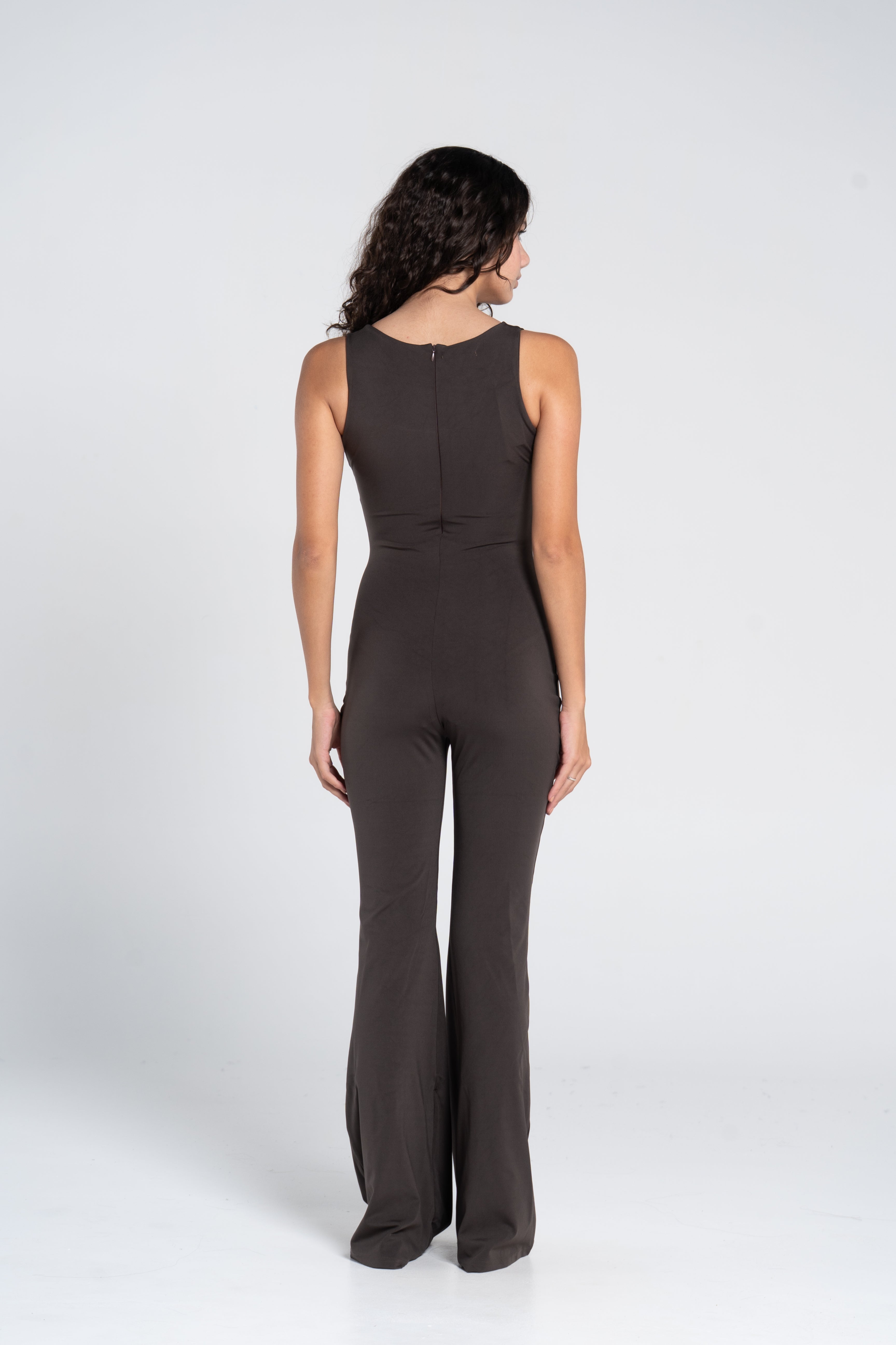 WIDE STRAP FLARED JUMPSUIT