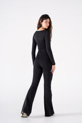 RUCHED LONG SLEEVE JUMPSUIT