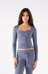 RUCHED LONG SLEEVE TOP
