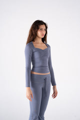 RUCHED LONG SLEEVE TOP