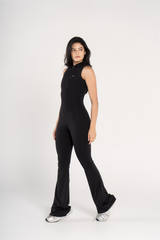 HIGH NECK FLARED SLEEVELESS JUMPSUIT