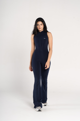 HIGH NECK FLARED SLEEVELESS JUMPSUIT
